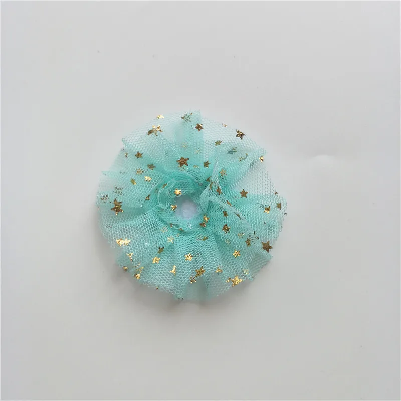 light green 6,5 см 30 шт./лот DIY ручной работы блестящий цветок мягкий аппликация для детей заколки для волос аксессуары - Цвет: light green