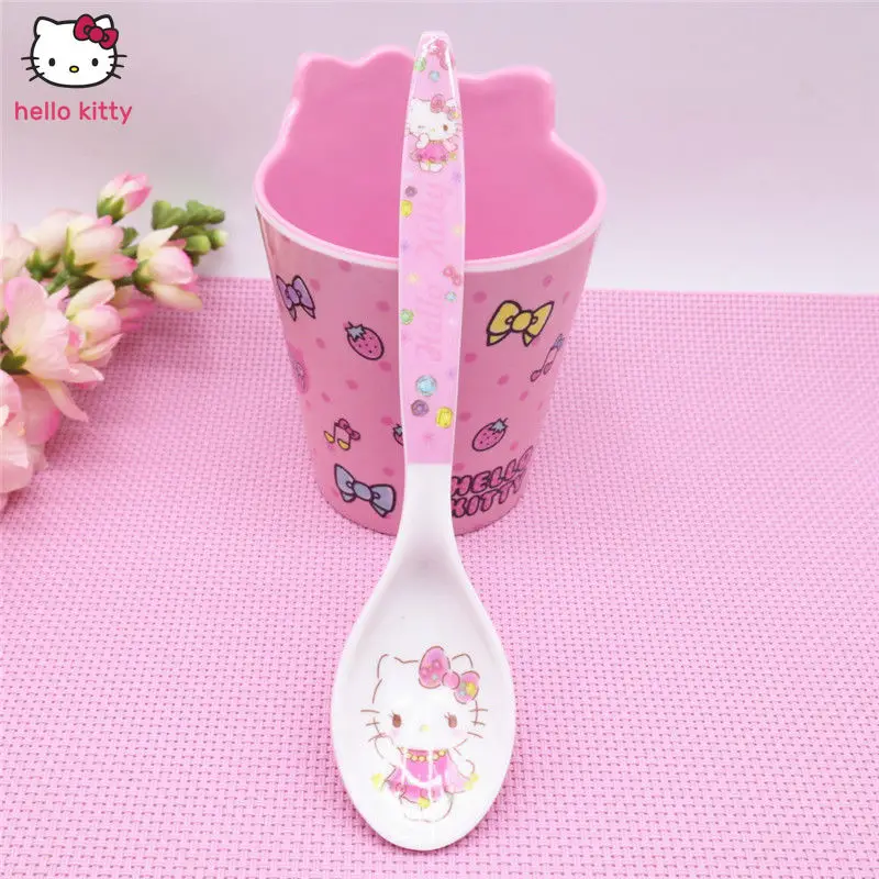 

Милая детская посуда Hello Kitty из мультфильма, ложка для супа, ложка из меламиновой смолы с защитой от ожогов