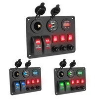 leepee 23 gang rocker switch panel dual usb ports with overload protector car marine rv circuit led breaker digital voltmeter