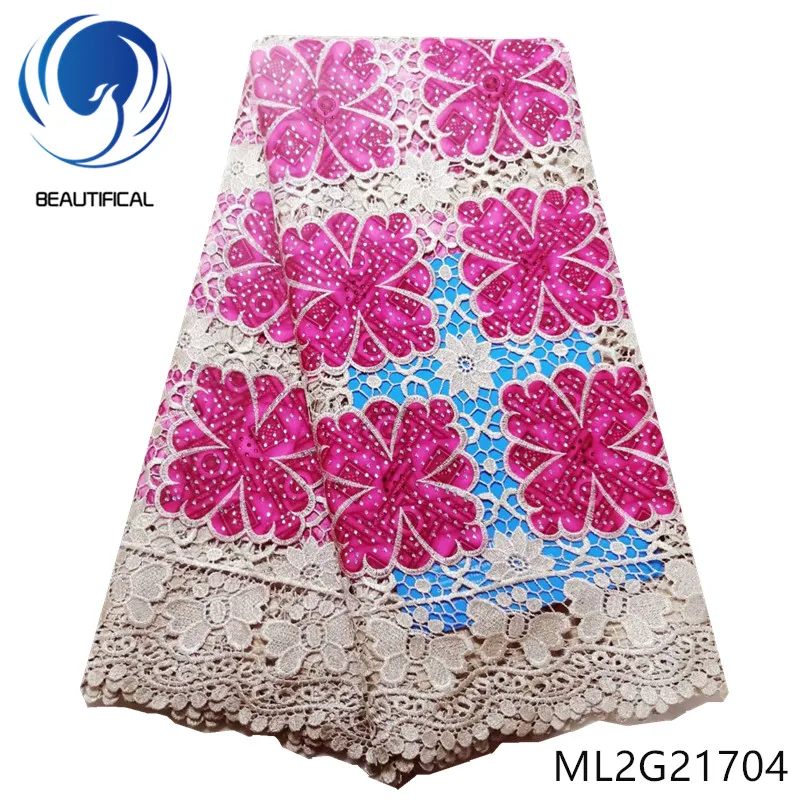 

BEAUTIFICAL african cord lace fabrics New arrival wax mix guipure lace fabric with stones nigerian chemical lace ML2G217