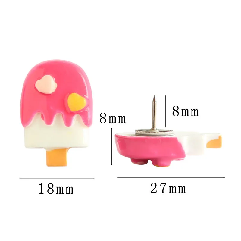 6 шт. милые kawaii thumbtacks нажимные булавки декоративные thumb tacks Пластиковые Симпатичные доски карты булавки мороженое PushPin офисные школьные принадлежности