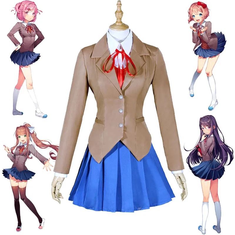 DokiDoki/Клубные костюмы для косплея школьная форма Monika Sayori JK Natsuki Yuri jyoshikousei костюм -