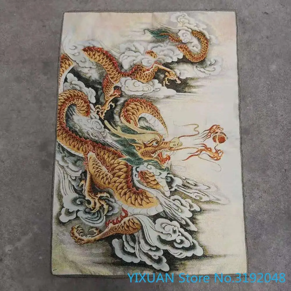 

China's Dragon silk Thangka brocade painting, gold silk cloth weaving, embroidery, silk embroidery and antique crafts