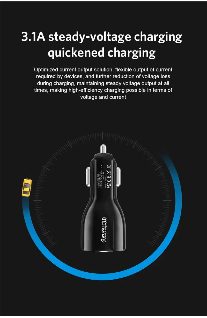 Car Charge USB QC 3.0 With LED Display Universal Mobile Phone Dual Charger Fast Charging Adapter for iPhone Huawei Nokia | Мобильные