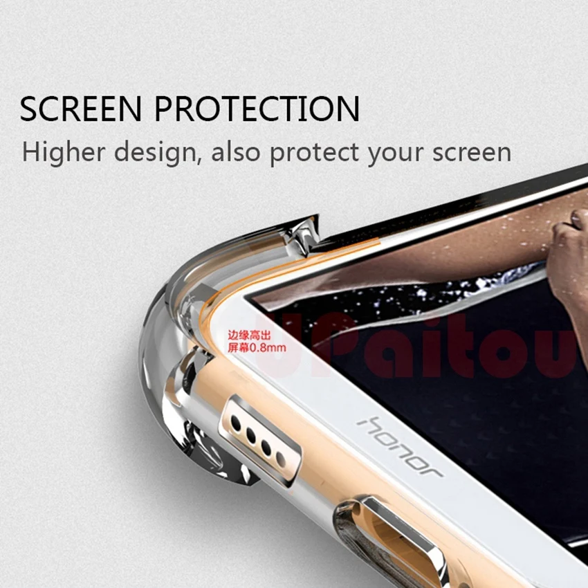 UPaitou Shockproof Transparent Cases for Huawei Honor 9X Pro 8X Max 7X Clear Soft TPU Case Mate SE Anti Fall |