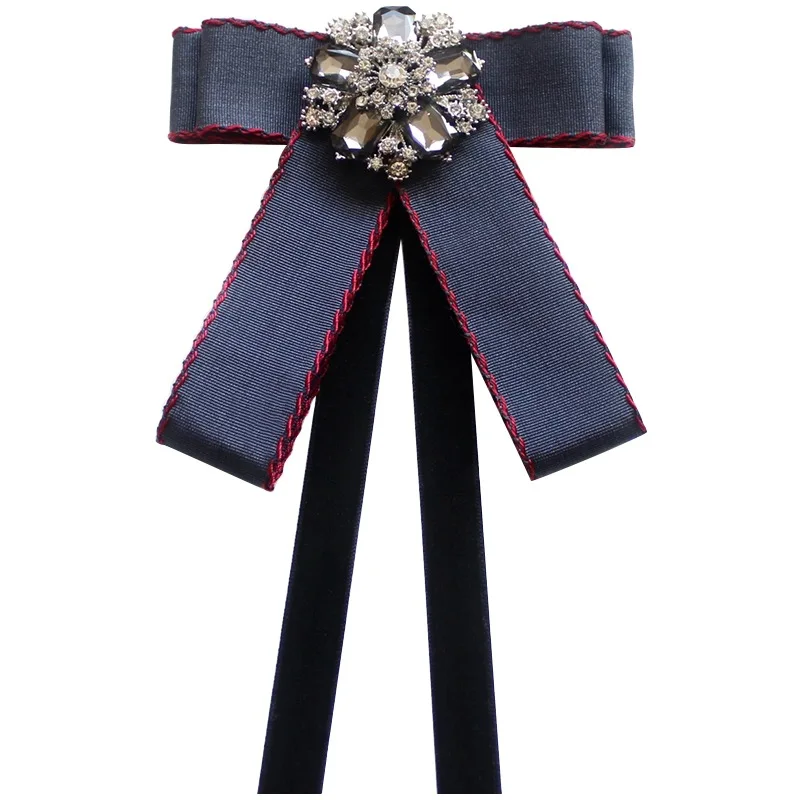 Элегантная женская рубашка воротник бабочка стразы жемчуг бусина сплав