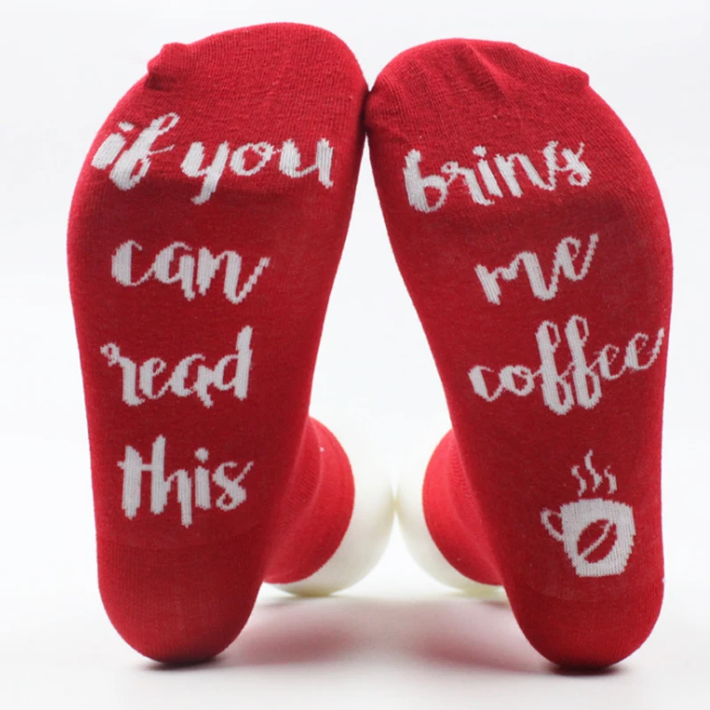 Women Men Funny Ankle Socks Letter Print If You can read this Bring Me Wine Coffee Beer autumn spring fall Dobby Christmas | Женская