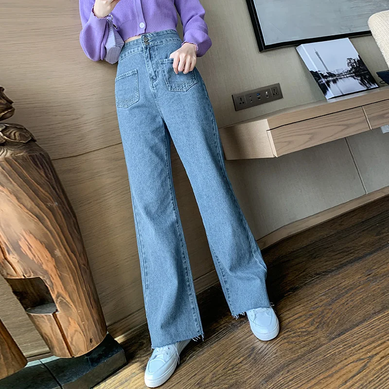 

Jeans women's spring 2021 new high-waist casual wide-leg denim trousers