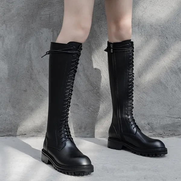 PXELENA/Новинка сезон осень-весна сапоги до колена в стиле милитари для верховой