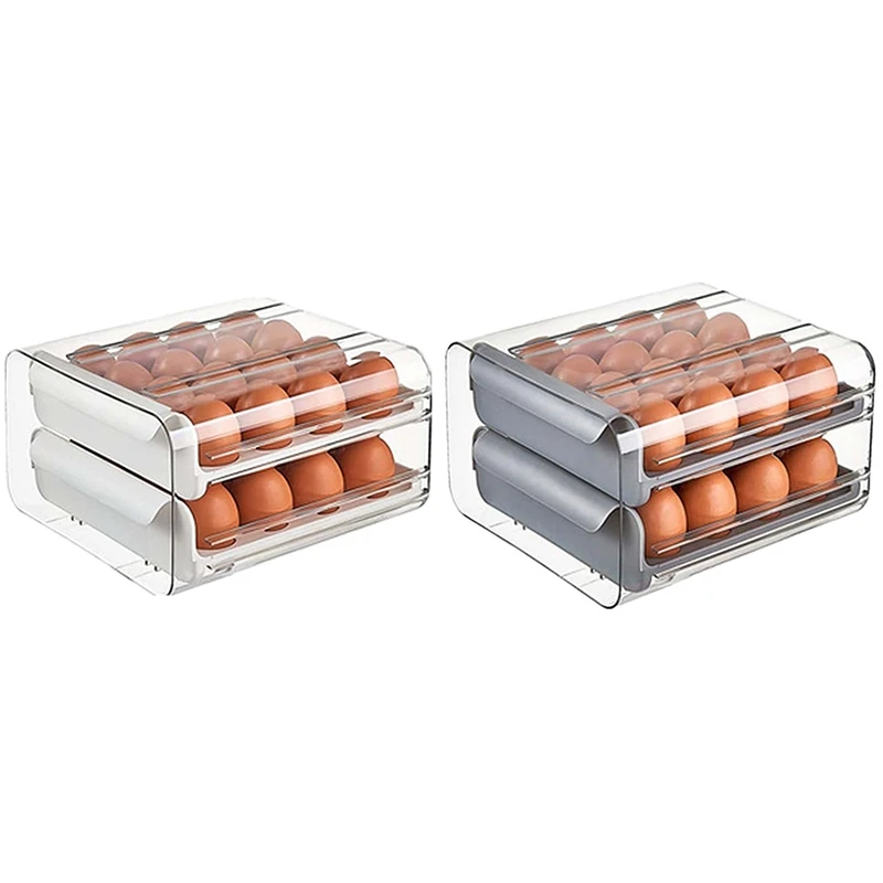 

32 сетка для хранения яиц с двойным Слои с выдвижными ящиками Тип коробка для яиц для холодильника яйцо контейнер полка экономия кухонный ящ...