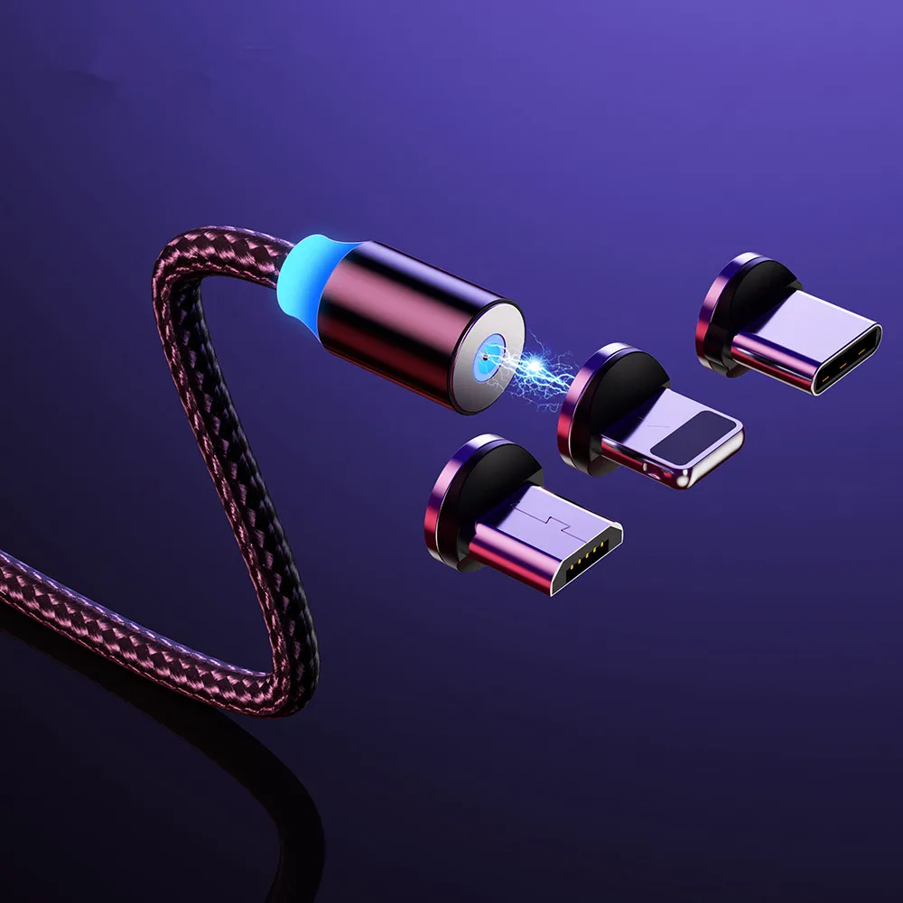 Магнитный Кабель с разъемом Micro USB Type-C кабель для передачи данных iPhone X Samsung Android 1M 2M