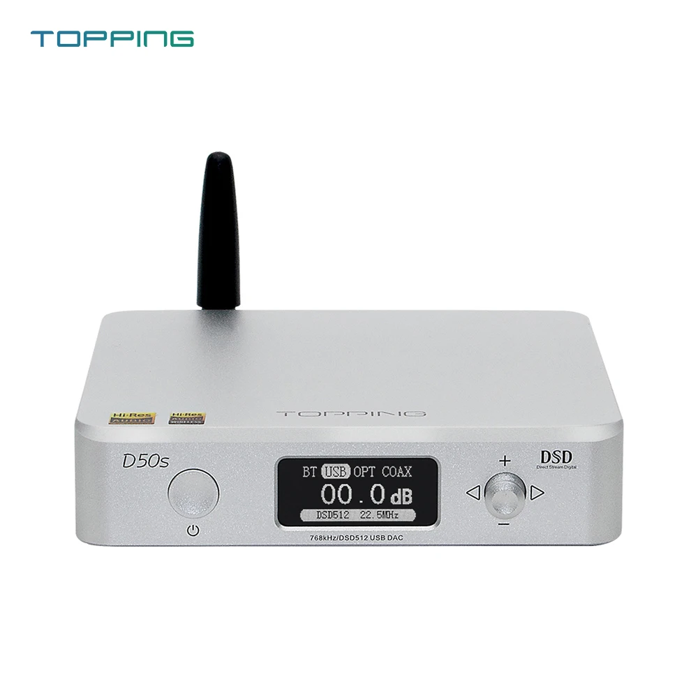 Настольный Hi Fi декодер TOPPING D50S Dual ES9038Q2M Bluetooth 5 0 USB DAC PCM 32 бит/768k DSD512 DOP64