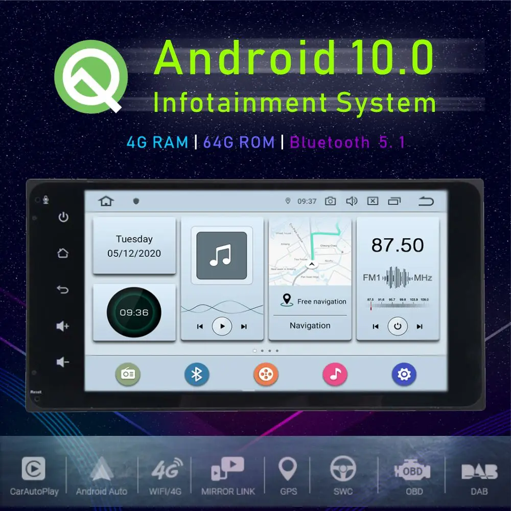 Автомобильный GPS плеер JSTMAX 7 дюймов мультимедийный на Android 10 0 для Toyota Corolla Camry Prado RAV4