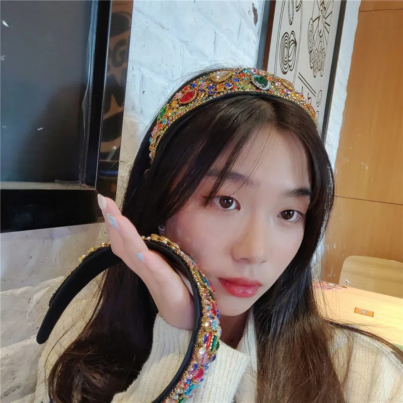 Женская повязка на голову в стиле барокко со стразами стразы геометрический