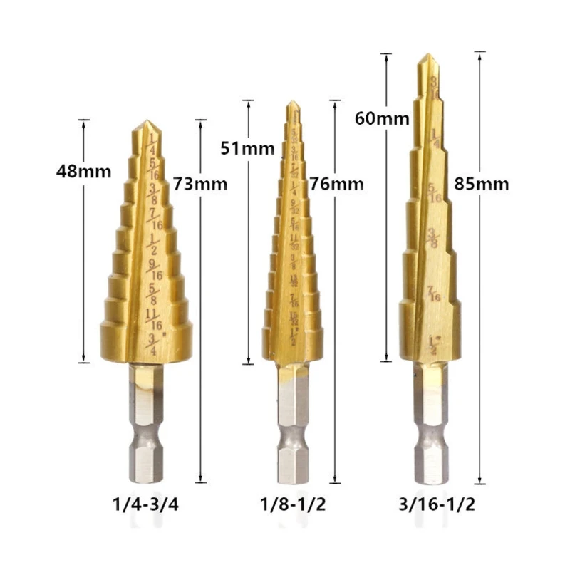 

13pcs/set Woodworking Step Drill Bit Pagoda Hinge Center Punch Tapper Cone Hole
