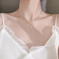 sweet and cute moon star necklace female fashion simple temperament clavicle chain lady jewelry gift party accessories