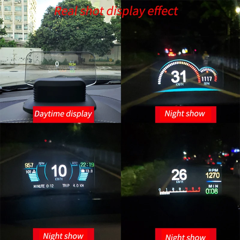 

C1-Hud 5.1 Inch Head-up Display Car-styling Overspeed Warning Windshield Projector Alarm System Universal Auto Diagnosis Durable