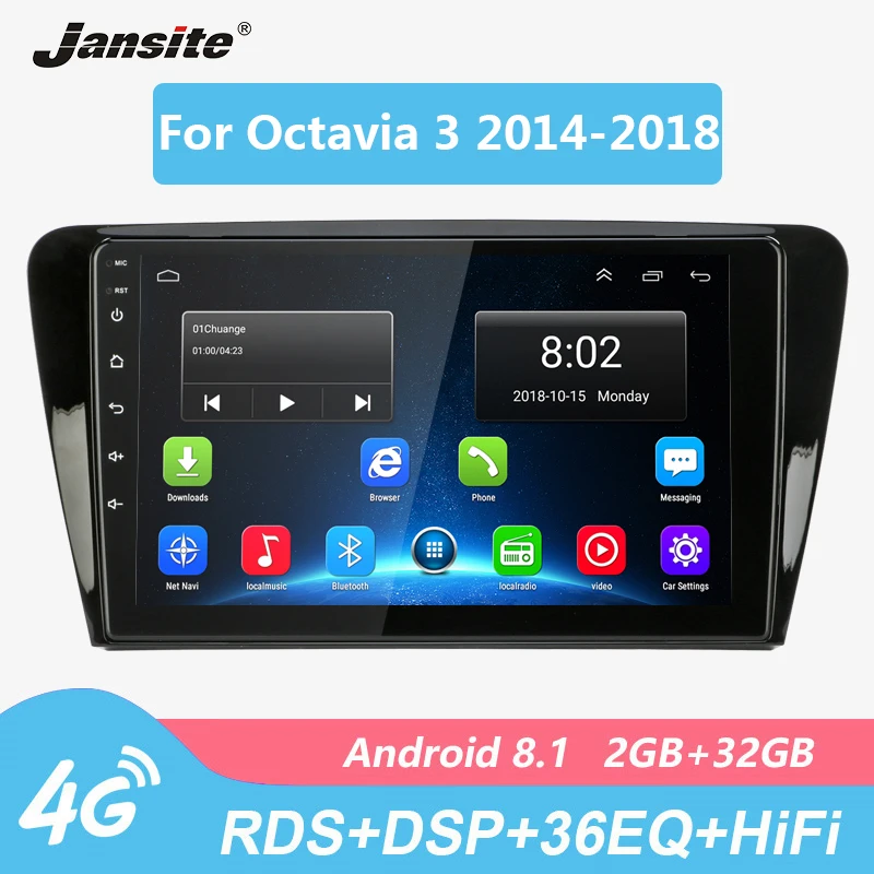 Jansite RDS 4G 10 &quotАвтомагнитола для SKODA Octavia 3 2014-2018 Wifi gps BT Android сенсорный экран