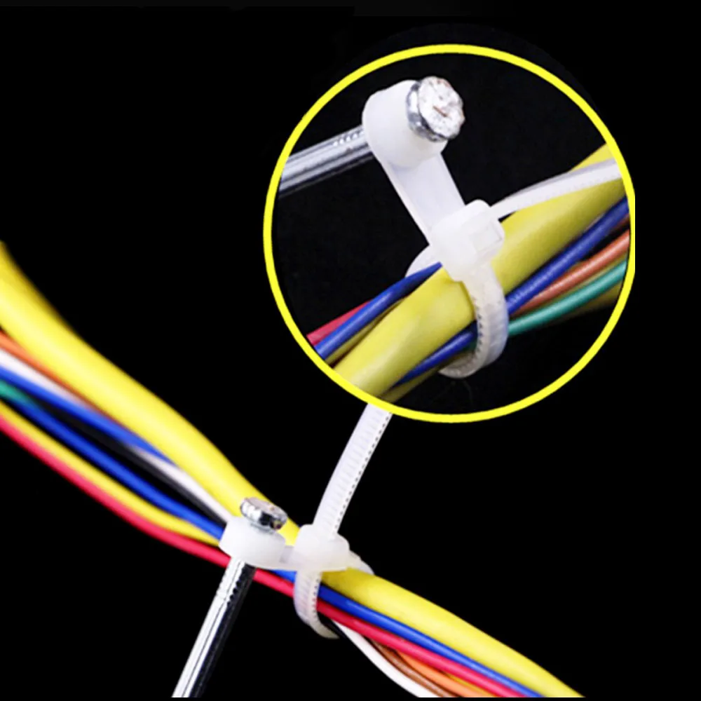

100PCS 4x150 mm Nylon cable zip ties with screw hole Mount Self locking Loop Wrap Bundle Ties Straps