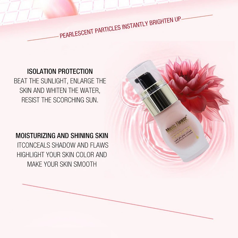 

Liquid Foundation Face Base Makeup Moisture Covering Concealer Oil-control Easy To Wear Waterproof Isolation Cream Music Flower