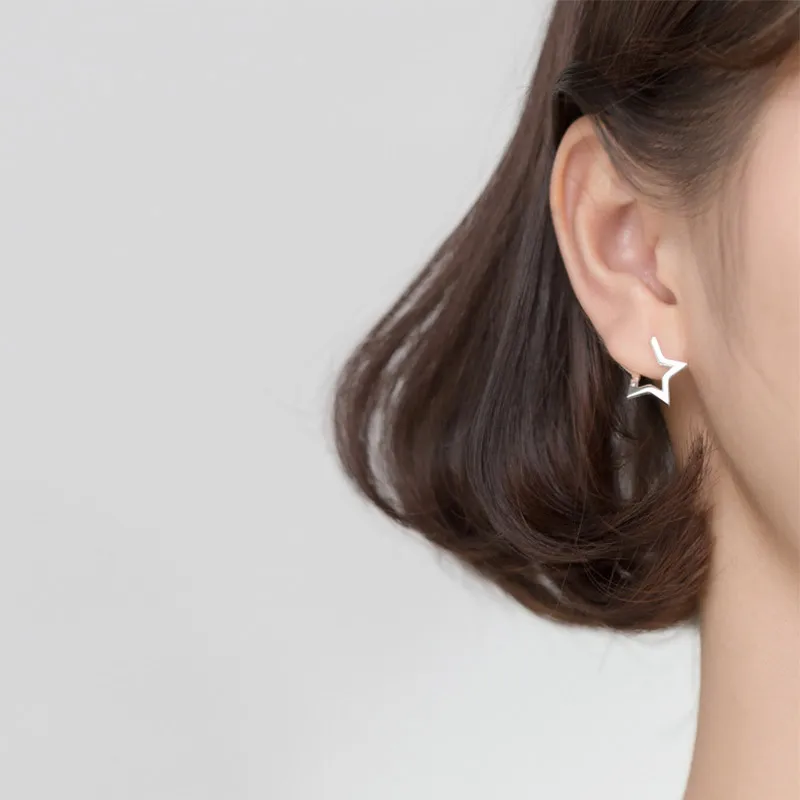 Женские серьги-гвоздики со звездой простые серьги из стерлингового серебра 925