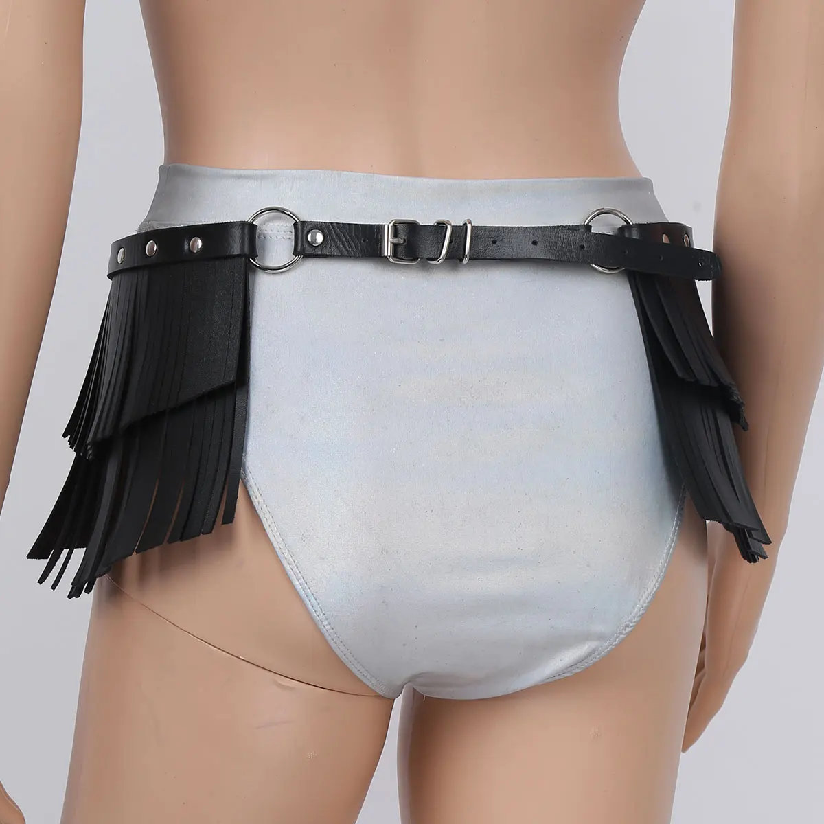 

Women Lingerie Black PU Leather Adjustable Body Sexy Waist Harness Belts with Tassel Straps Punk Gothic Rave Party Clubwear