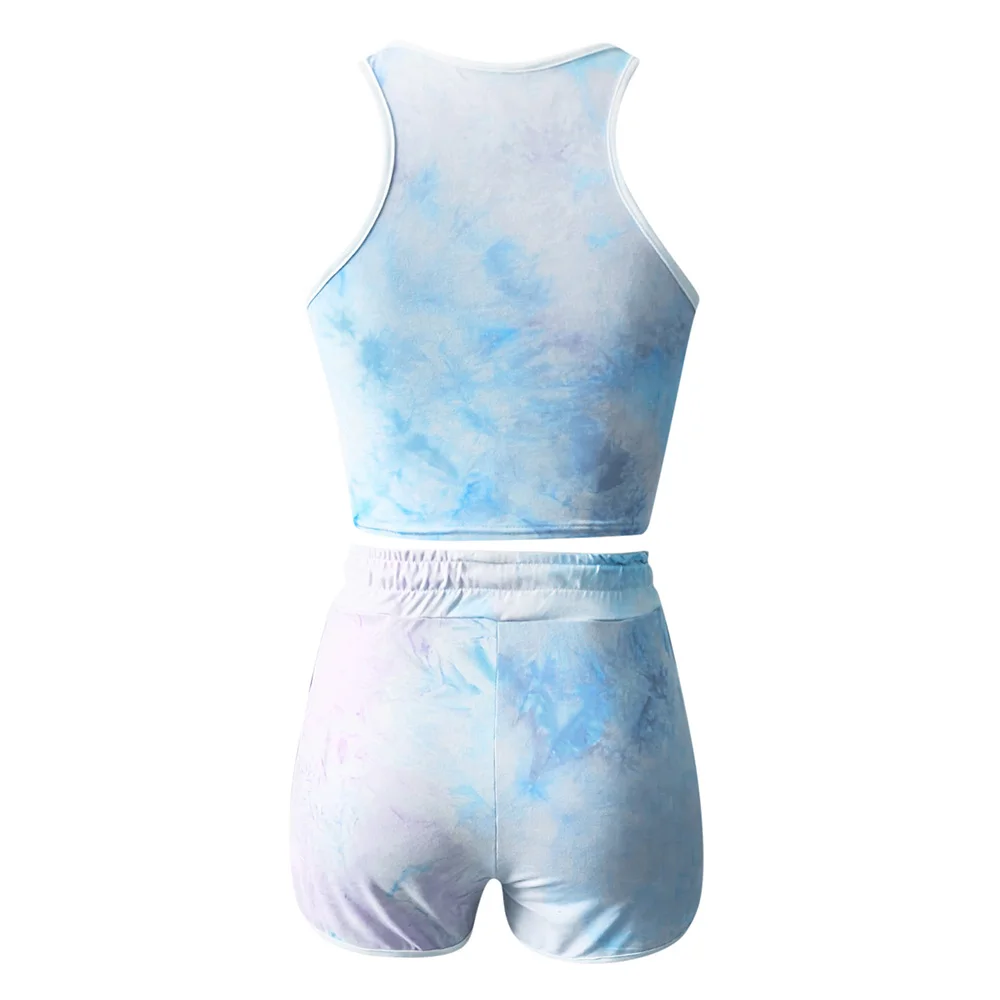 Спортивный костюм женский из двух предметов пикантный укороченный топ без