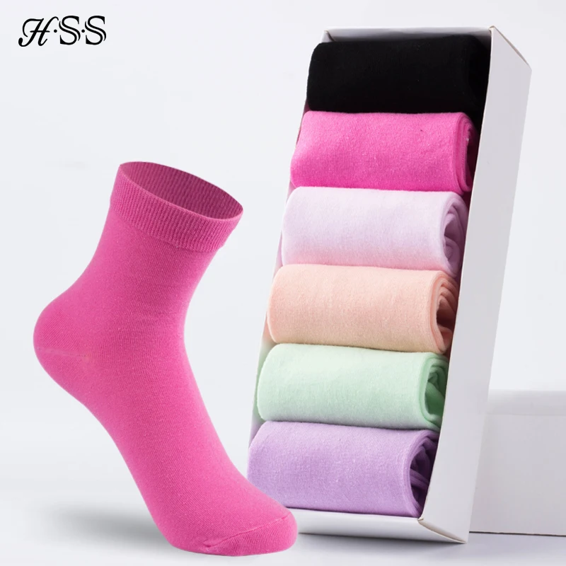 HSS брендовые весенне летние женские хлопковые носки милые однотонные модные