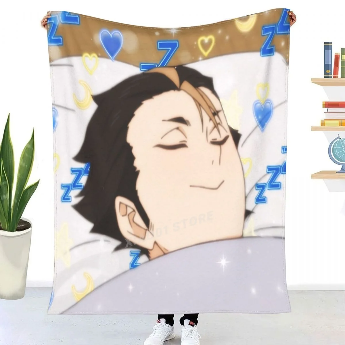 

Sleeping Haikyuu!! (44) Nishinoya Yuu #2 Throw Blanket Sherpa Blanket Bedding soft Blankets