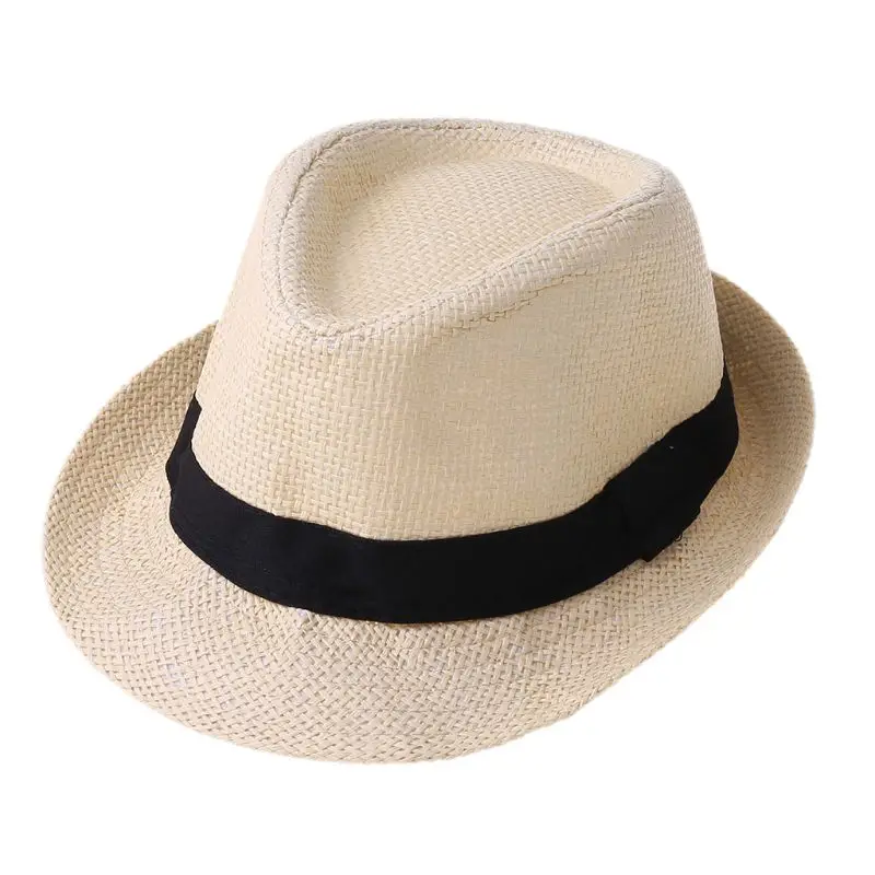

Children Kids Summer Beach Straw Hat Jazz Panama Trilby Fedora Hat Gangster Cap Outdoor Breathable Hats Girls Boys Sunhat