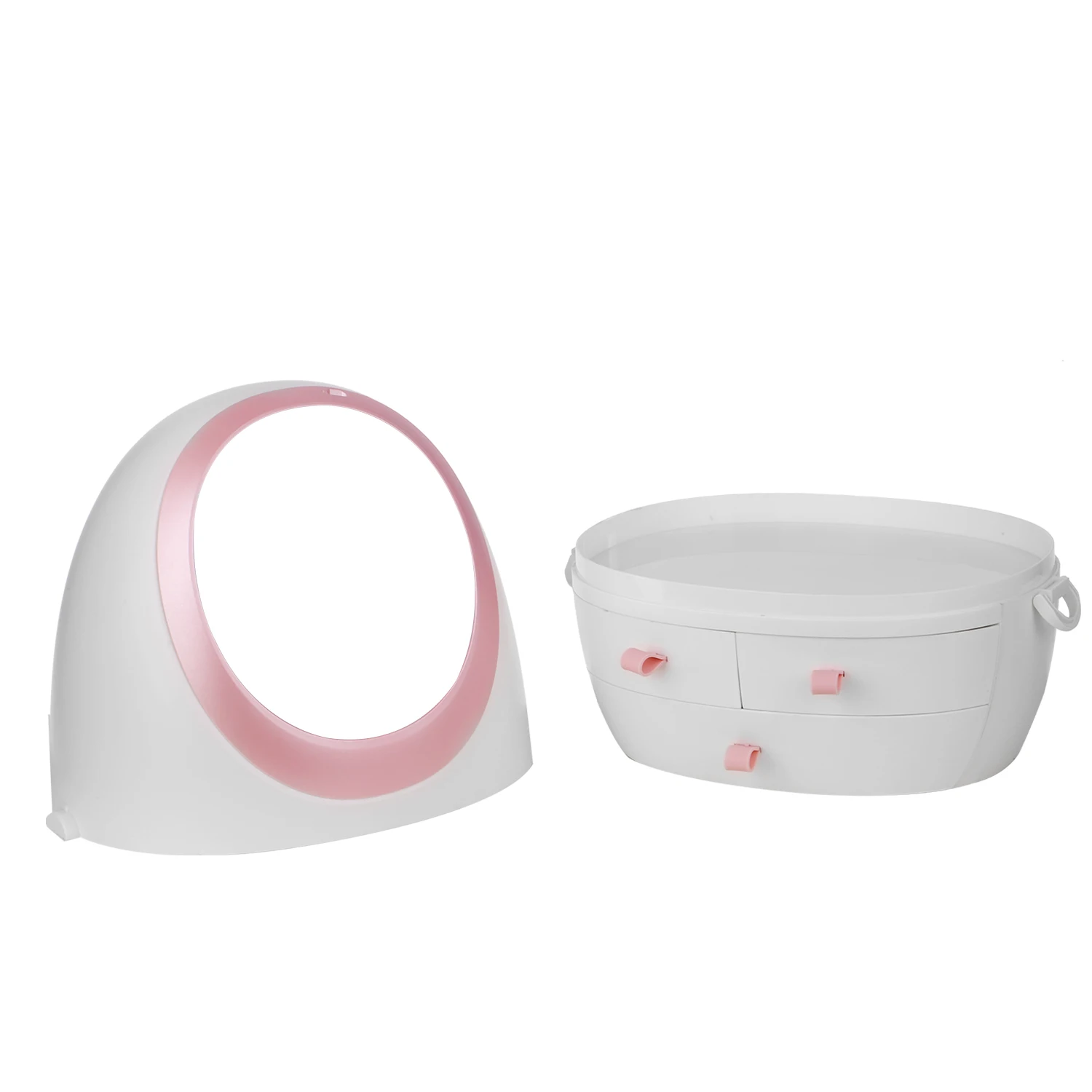 

Portable Cosmetic Storage Box with Mirror Cosmetic Makeup Product Storage Box Dust Proof Makeup Organizer for Bathroom