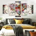 Холст HD Печать картины модульные картины 5 панелей абстрактный красочный цветок рамка настенный плакат Современный домашний Декор Гостиная