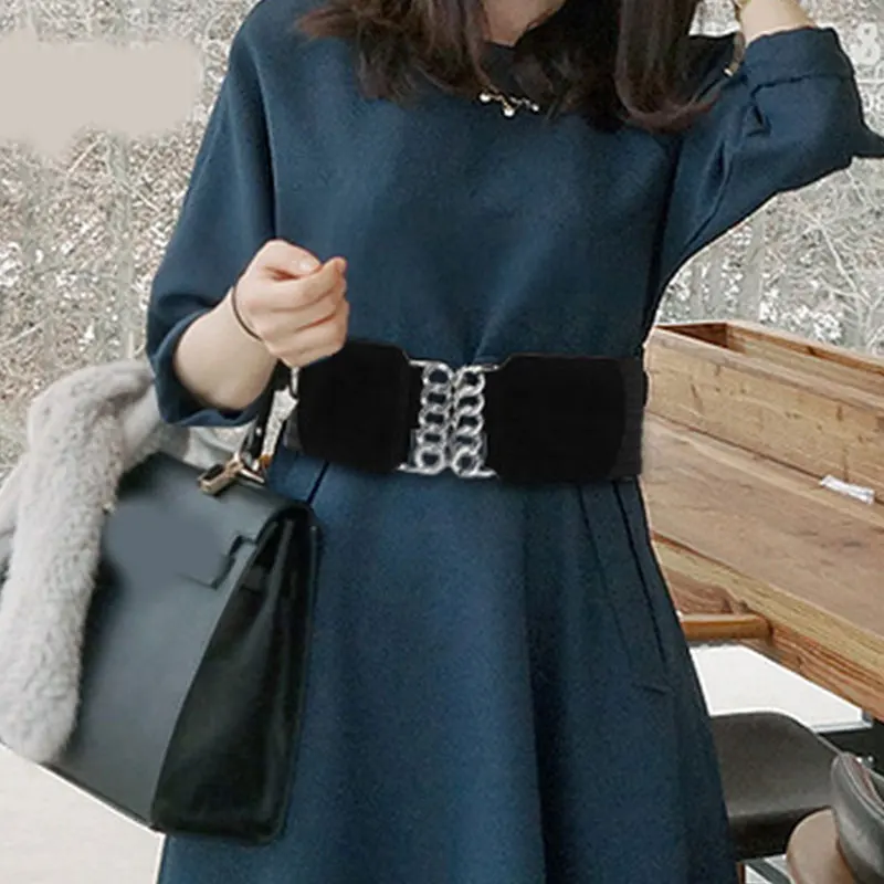 Модный женский пояс с высокой талией широкий эластичной резинкой на талии