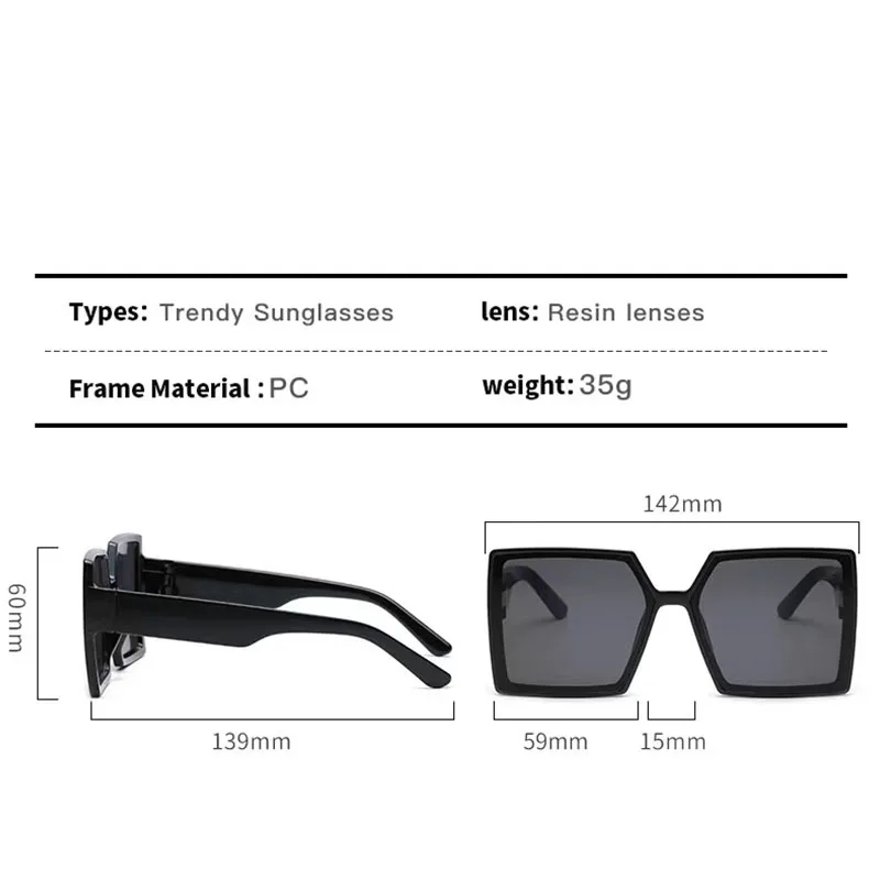 

New Retro Square Big Frame Sunglasses Men And women fashion luxury outdoor sports Street Shooting Glasses Driving Mirror
