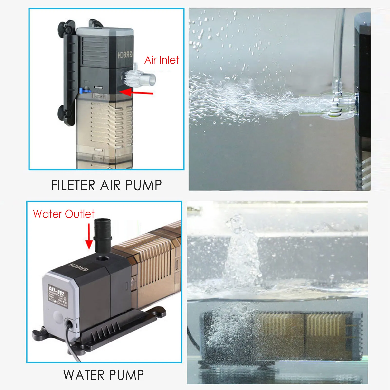 

Aquarium Filter Pump 4 In 1 Fish Tank Submersible Air Oxygen Internal Pump Aquarium Air Pump Wave Pump Aquarium Powerhead Pump