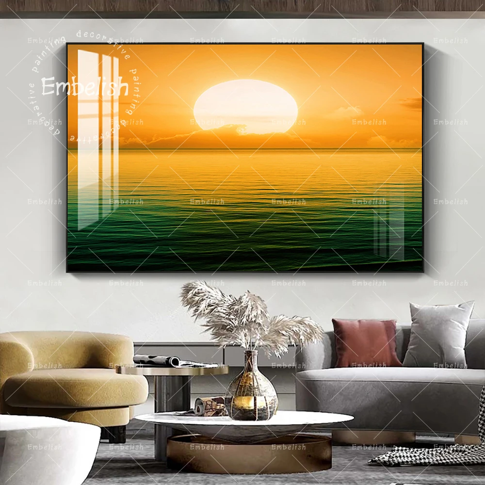 

1 Piece Sunrise Above The Sea Landscape Pictures For Living Room Modern Home Decor Posters HD Spray On Canvas Oil Paintings