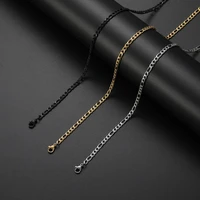 new arrival 4mm 316l stainless steel plated gold black figaro chain necklace fashion jewelry for men and women christmas gifts