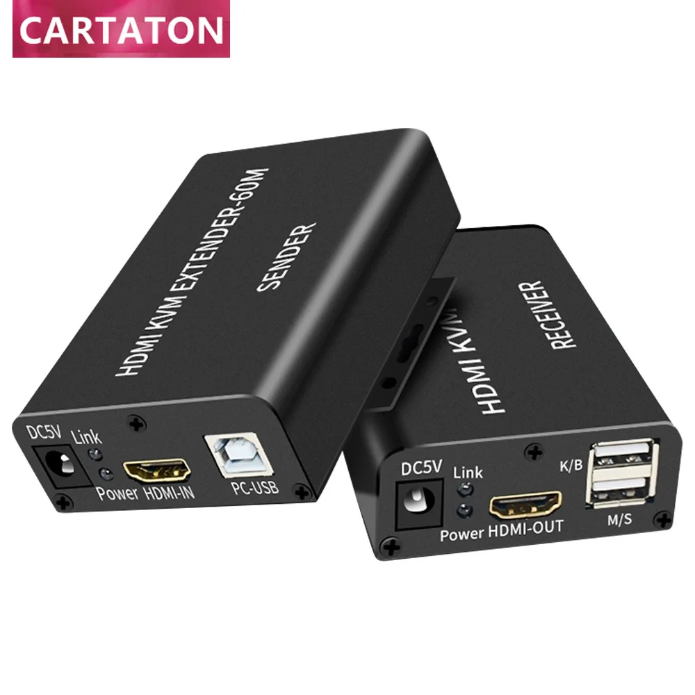 60 м HDMI-совместимый KVM-удлинитель с USB KVM 2,0 удлинитель питания от POE H DMI к RJ45