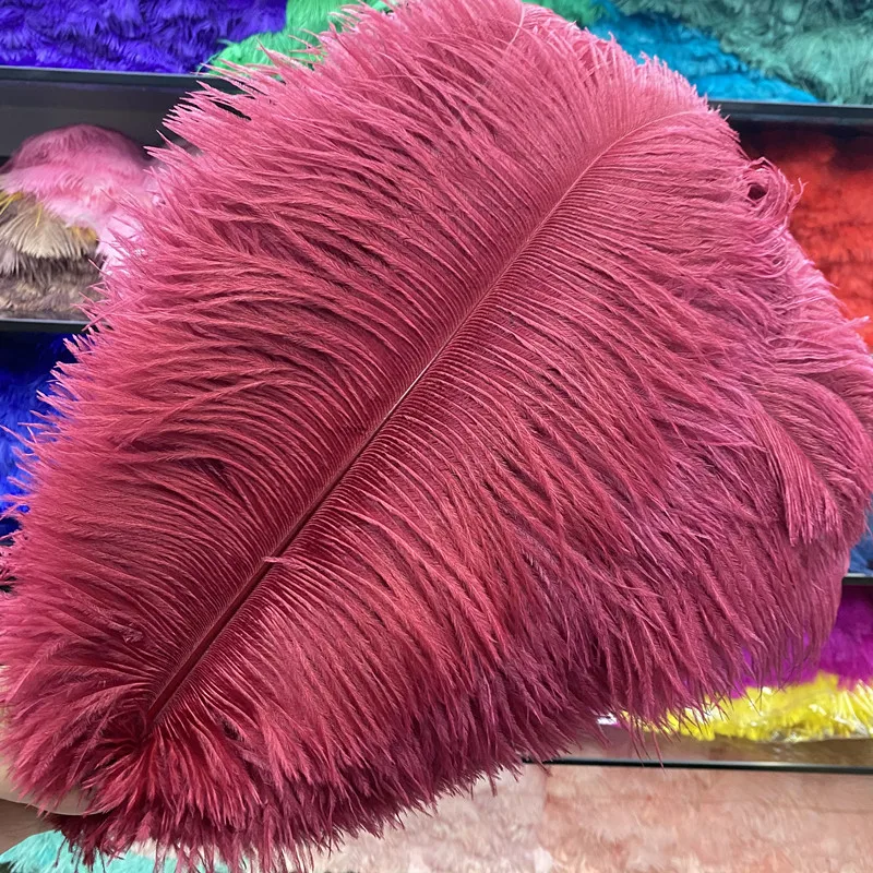 

Promotion 100pcs/lot High Quality Wine red Ostrich Feather 35-40cm/14-16inch Carnival Craft Dancers Diy Celebration for Plumes