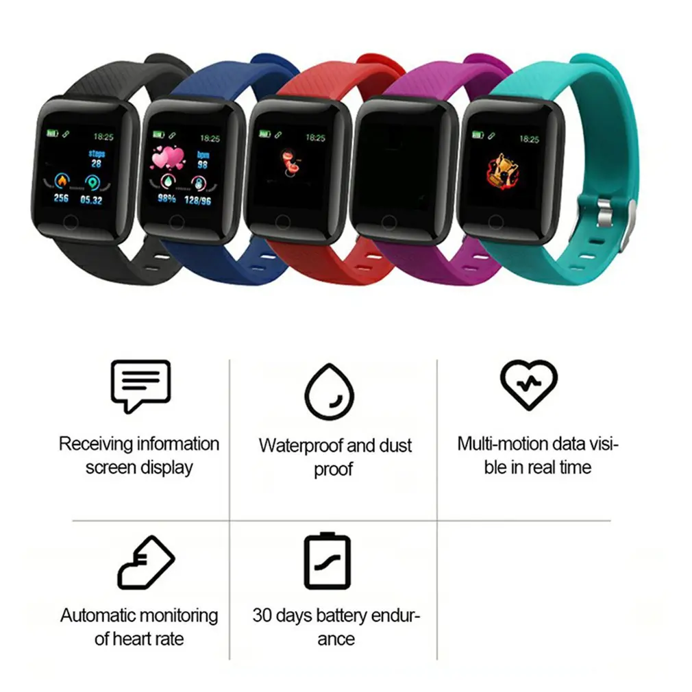 Новинка Смарт-часы 116 Plus фитнес-браслет пульсометр тонометр водонепроницаемый