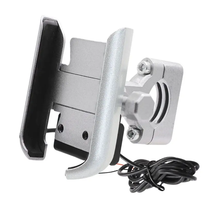 

12V Aluminum Alloy Motorcycle Smart Phone Mount Holder Stand with USB Charger for iPhone Xiaomi Samsung 4-6.5inch Cellphone