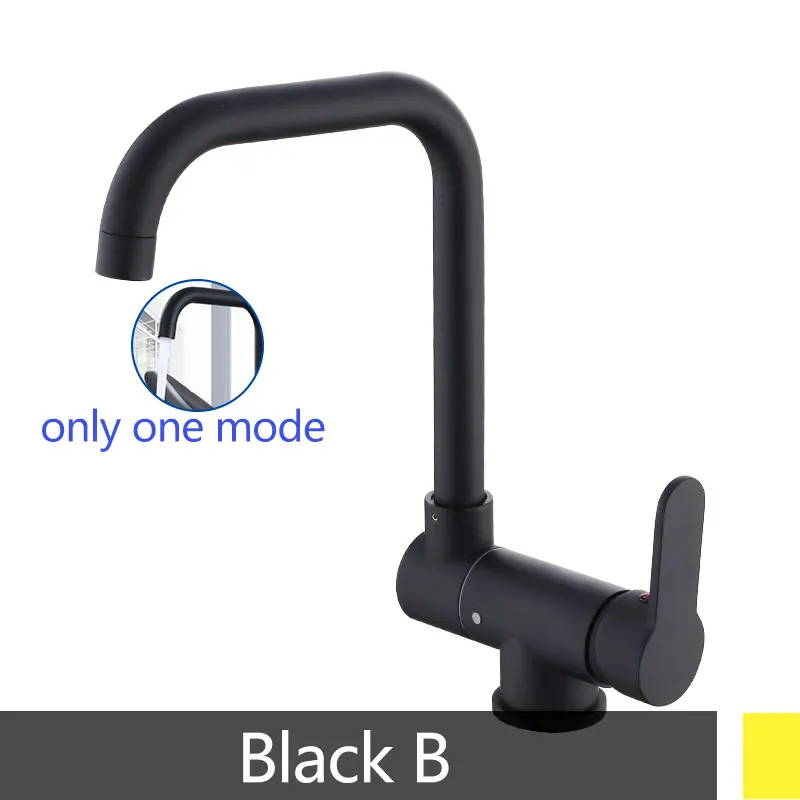 Black 1 mode B Черный кран с поворотом на 360 градусов для кухонной раковины, кран для горячей и холодной воды, смеситель, кран с креплением на палубе, складное внутреннее окно, черная раковина для стирки - Цвет: Black 1 mode B