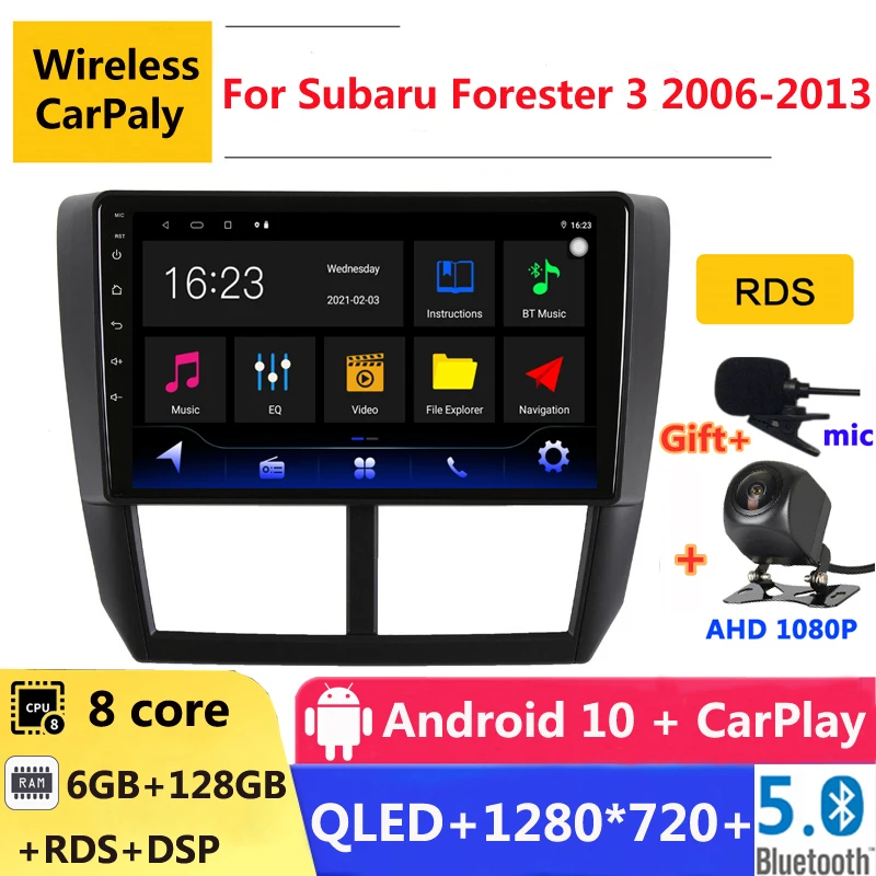 

Автомагнитола 2 din, 6 ГБ ОЗУ, android 10, автомобильная стереосистема для Subaru Forester xv SH 2007, 2009, 2010, 2013, навигация, GPS, DVD, мультимедийный плеер