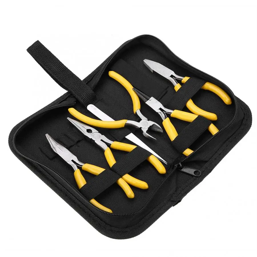 

5pcs Professional Jewelry Pliers Tools Kit Round Bent Nose Beading Making DIY Jewellery Making Pliers Tool