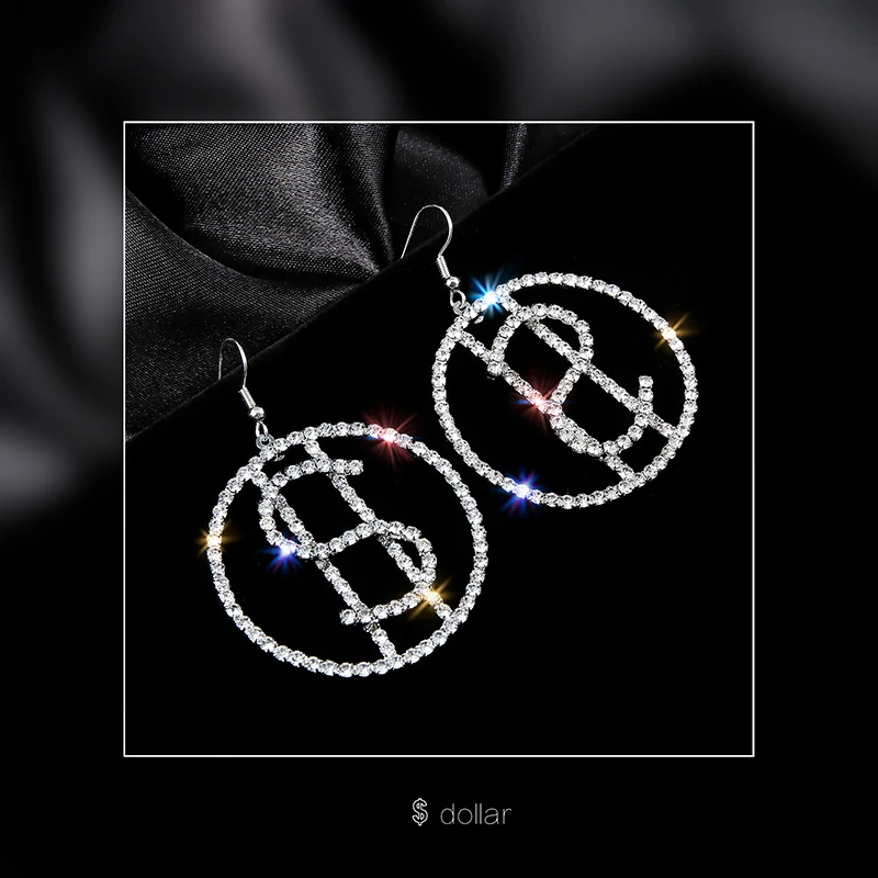 Большие круглые серьги с Зеленая змея или Блестящий долларовый кулон для Модные