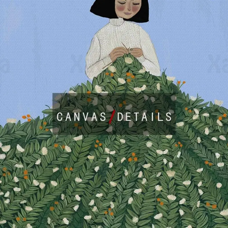 

Pastoral Home Decoration Garden Girl Posters and Prints Canvas Painting Abstract Sewing Sunflower Leaf Wall Art Wall Picture
