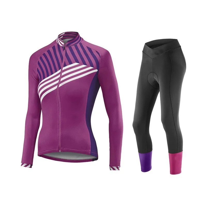 

Stripe Pattern Cycling Jersey Spring Autumn Bicycle Clothing Women's Long Sleeve Bicycle Uniform MTB Bike Road Riding Sportswear