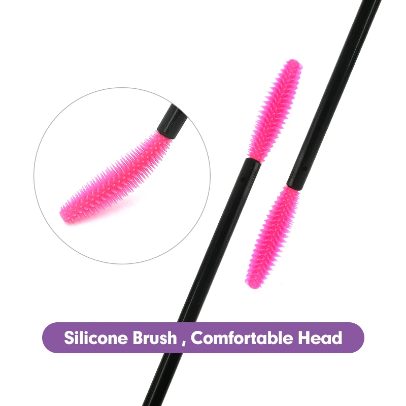 50pc Silicone Make Up Brush For eyelash extension Four Colors One-off Disposable Eyelash Brush Mascara Applicator Wand Brush
