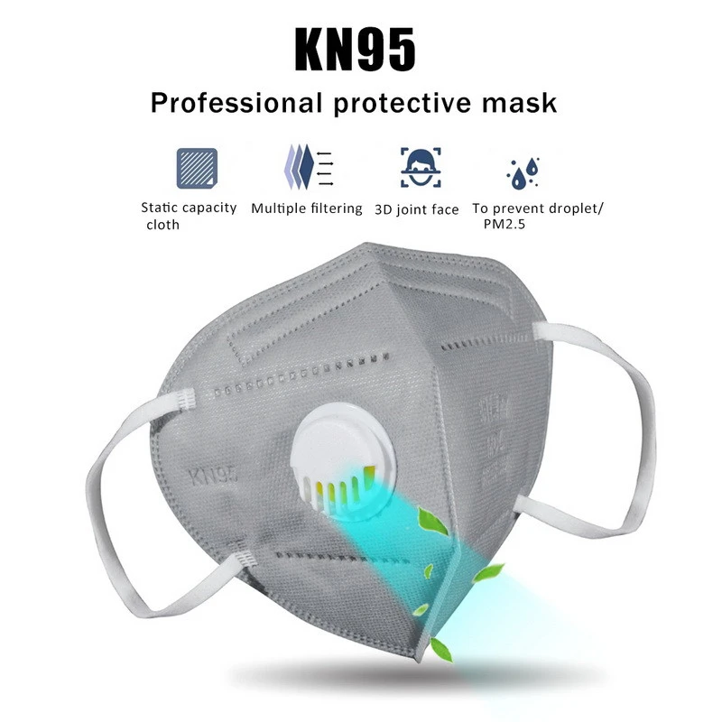 Gray Valve ffp3 mask kn95 Mask 5 Layers Protection Masks Filtration Mouth Cover Anti Dust Pollution ffp2 | Красота и здоровье