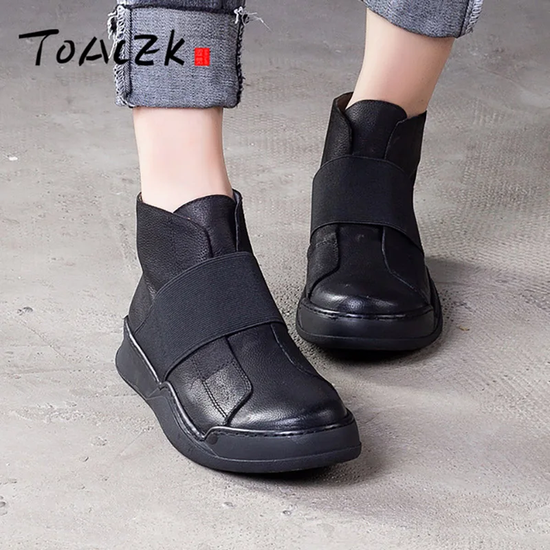 Новые осенние кожаные женские ботинки удобные повседневные на плоской подошве